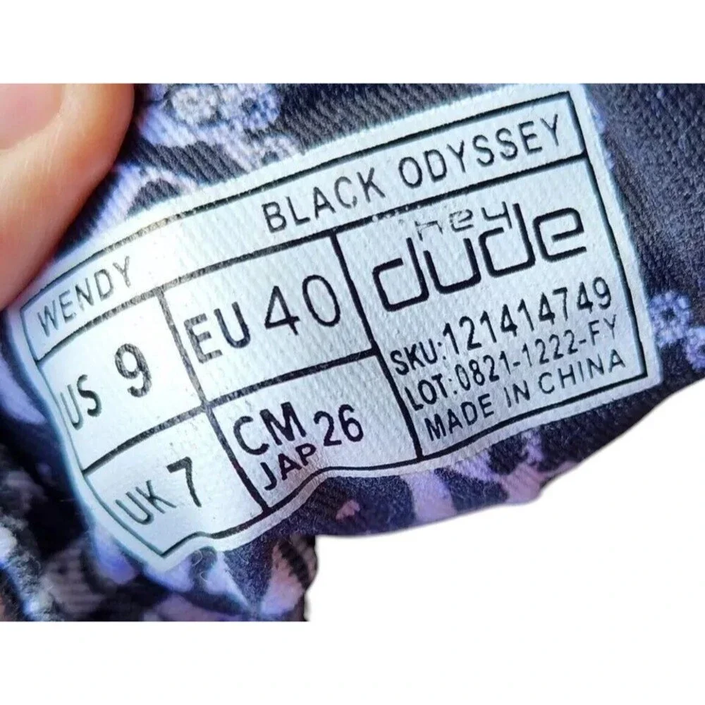 Hey Dude Wendy Size 9 Black Odyssey EU 40 WASHABLE Comfort